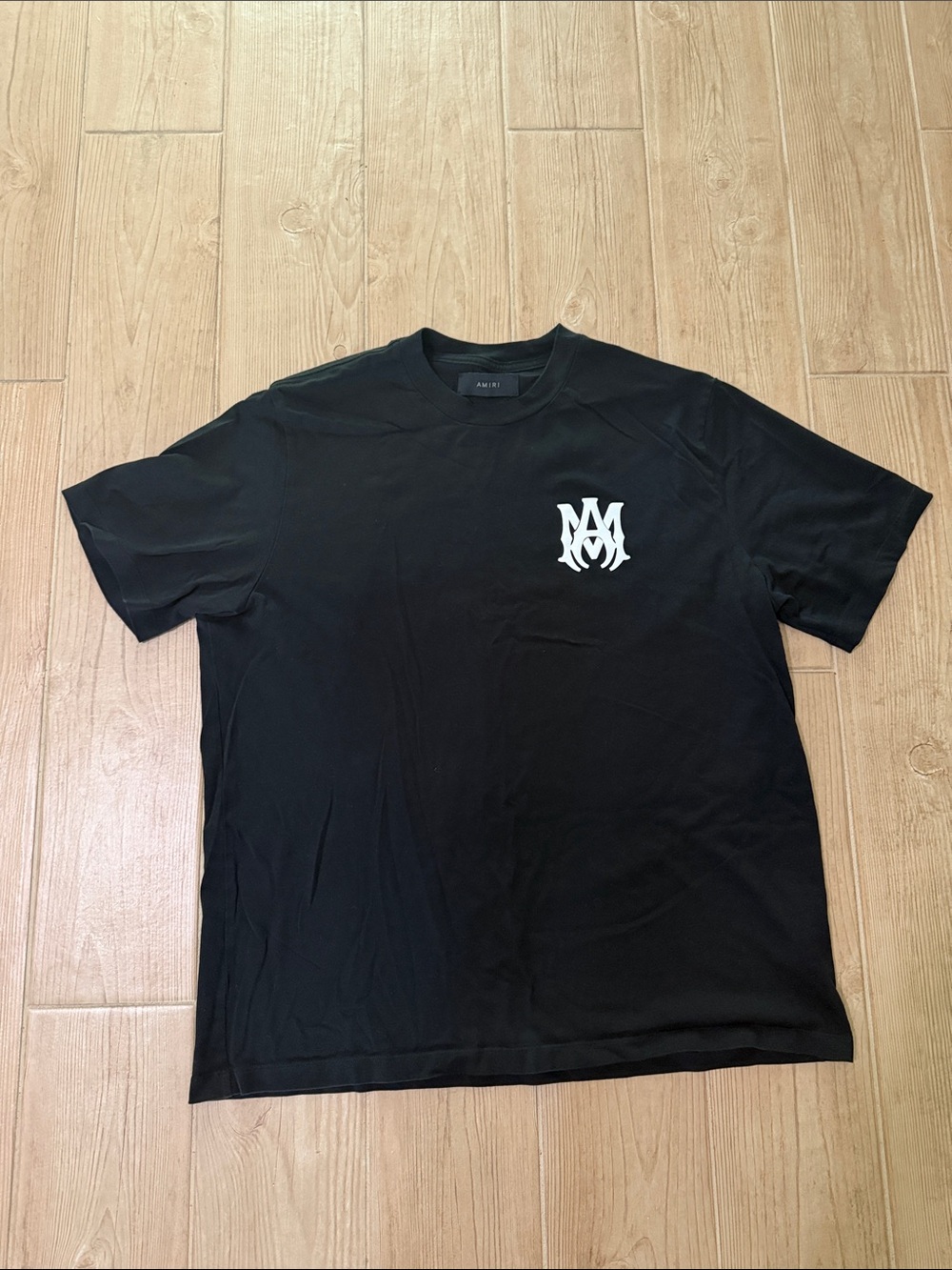 AMIRI Black Crewneck T-Shirt with White Chest Logo